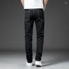 Jeans pour hommes noir hommes 2023 printemps automne élastique droite Slim Fit décontracté affaires Denim pantalon mâle marque vêtements