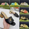 Women's Interlocking G Slippers Cut-out Slide Sandal Sandals Chunky 5cm Heel Rubber Platform Alphabet Lady Mid Block Heels Slipper Bright Leather Sandal size 35-44 B2