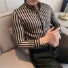 Men's Casual Shirts Masculina Spring Shirts Men Dress Vertical Stripe Streetwear Slim Men Shirt Casual Long Sleeve Chemise Homme Tuxedo Shirt 230731