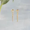 Dangle Earrings Fashion Stainless Steel Punk Spike Rivet Drop For Women Creative Shiny Crystal Huggie Piercing Jewelry