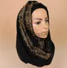 Cachecóis 180*85cm feminino le chiffon seda contas de ouro cachecol glitter floral simples hijab muçulmano pérola agradável 9 cores cachecóis/xailes J230801