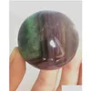 Arts And Crafts Wholesale Natural Purple Fluorite Gemstone Sphere Ball/Amethyst Healing For Sale Home Decorations Small Crystal Ball Dhmjx