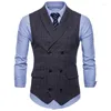 Hommes gilets hommes costume formel gilet sans manches gilet Slim Plaid affaires mariage classique smoking Outwear Social Blazer