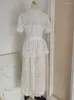 Party Dresses Fashion Custom Water-soluble Lace Long Dress For Women Embroidery Hook Flowers 3D Flower Chiffon Patchwork White