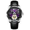 Armbandsur Jinlery Tourbillon Mechanical Watch for Men Relogio Masculino Luxury Wristwatch Sapphire Glass Hand Vindvattentät