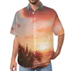 Men's Casual Shirts Miami Sunset Shirt Palm Trees Print Beach Loose Hawaiian Funny Blouses Short Sleeves Graphic Oversized Clothing