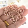 Kettingen 5PCS Womens Sieraden Naam Initialen Hart Hanger Ketting 26 Letters Zirkoon Liefde Kettingen Meisjes Geschenken De Eerste Accessoires