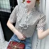 Women's Blouses Womens Shirt & Blouse Chiffon Clothes V Neck Frill Tops For Women Dots Ruffle Short Sleeve Pretty Cute And Elegant Fashion