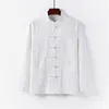 Men's Casual Shirts Linen Men Traditional Chinese Clothing Long Sleeve Kungfu Shirt Jacket Male