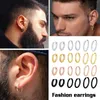 Brincos de argola OOCYSPOO pequenos para homens e mulheres Aço Inoxidável Círculo Redondo Presilha de Orelha Joias Anti-alergia Punk Piercing Acessório