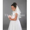 Bridal Veils Double Layer Wedding Flower Girls First Communion Children Kids Applique Edge Tulle Veil Voile Fille Mariage Velo De Novia