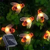 Decorações de jardim 12M Luzes solares ao ar livre Simulação Abelhas de mel À prova d'água 8 modos LED Lâmpada de cordão de energia Iluminação de fadas Decoração de casa de férias 230731