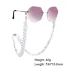 Chaînes perle-blanc acrylique lunettes de soleil chaîne femmes lanières lunettes sangles anti-dérapant lunettes accessoires cou titulaire