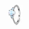 Cluster Rings S925 Sterling Silver Micro-zircon Moonstone Ring Design Sense Versatile Simple Light Luxury Exquisite Jewelry