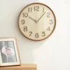 Wall Clocks Japanese Solid Wood Silent Clock Bedroom Decorative 3D Living Room Log Home Models Decor