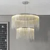 Anhänger Lampen Silber Kette Kronleuchter Für Wohnzimmer Esszimmer Moderne Wohnkultur Innenbeleuchtung Led Kreative Runde/Rechteck/Bogen Design