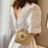 Evening Bags Rattan Woven Women Straw Bag Handbag Knit Flower Summer Beach Woman Shoulder Messenger Khaki Beige Fashion Creative