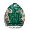 Kadın Ceketleri Hiphop Beyzbol Ceket Erkekler Mektup B Nakış Deri Kollu Varsity Bombardı Biker Punk Vintage Moda Kolej Ceketleri 230731