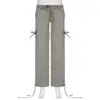 Pantalon femme MONMOIRA cordon taille basse femmes pantalon décontracté printemps poches amples Y2K droite femme Punk Cargo Cwp0225-5