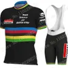 Ensembles de maillots de cyclisme Maillot Soudal Quick Step World Champion Set Vêtements Chemises de vélo de route Costume Cuissard à bretelles VTT Porter Ropa 230801