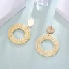Dangle Earrings Round Disk Drop For Women Simple Designer Weaved Circle Earring Tassel Summer Jewelry Party Brincos