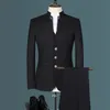 Męskie garnitury Blazery Stand Kllar Men Blazer Pants Vest Business Wedding Handlak Kurtka Płaszcz Płaszczów Wysokiej jakości sukienka Wysokiej jakości zestaw 2307731