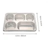 Dinnerware Sets Dishes Lunch Compartment Rectangle Boxes Divided Serving Rectangular Stainless Steel Tray