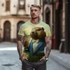 Herren-T-Shirts mit 3D-Parodie-Tiermuster – Hemd – Hemden im Sommer, Straße, Hip-Hop, Rundhalsausschnitt, übergroß