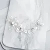 Fermagli per capelli Colore oro rosa Fiore Accessori per clip da sposa Foglia di cristallo Corona da sposa Pezzo di perle fatte a mano Gioielli da donna