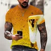 Herren T-Shirts 2023 3D Lustiges Bier Druck T-Shirt Mode Personalisierte Kurzarm O Hals Übergroße Kleidung Pullover T-Shirts