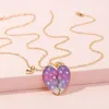 Collares pendientes 2 unids/set amigos lentejuelas corazón estrella amigo BFF joyería magnética regalo para mujer chica