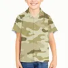 Men's Casual Shirts Camouflage Pattern Children Kid Boy Summer High Quality Hawaiian Shirt 3D Short Lapel Sleeve Hawaii Beach Party