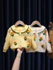 Cardigan Toddler Girl Sweater Knitted Cardigan Yellow Little Daisy Appliques Warmer Coat Tops for Girls Spring Kids Clothes Retro Sweater J230801