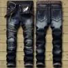 Jeans pour hommes Drop Fashion Biker Jeans Hommes Distressed Stretch Ripped Hip Hop Slim Fit Trous Punk Denim Coton Pantalon 230731
