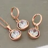 Necklace Earrings Set Trend 585 Rose Gold Color Simple Round Sets Fashion Natural Zircon For Women Vintage Jewelry
