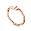 Designer T Family White Friillaria Double Ring 925 Serling Silver Plaed 18K Gold Rose Gold Opening ingelegd met diamanten halve ringen Trouwring Designer ring voor vrouw