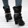 أحذية الأحذية نساء 2023 شبكة جولة أخمص القدمين شتاء دراجة نارية شتاء دافئة غير رسمية حزام حزام الحزام الراين