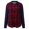 Women's Blouses Plaid Long Sleeve Womens Spring Autumn Button Shirts Color Block Patchwork Tops Fleece Jackets Blusa Mujer Moda 2023