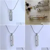 Pendant Necklaces 5Pcs 18Kgp Pearl Gem Beads Locket Hollow-Out Long Cylinder Tube Cage Fittings For Diy Bracelet/ Necklace Jewelry D Dhvns