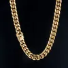 Pendant Necklaces HipHop Golden Curb Cuban Link Chain Stainless Steel Necklace for Men and Women Gold Silver Color Bracelet Fashion Jewelry 230801