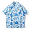 Camisas casuais masculinas estampadas para estudantes de verão para todos os jogos Japonês retrô Harajuku roupas folgadas design de moda Kpop streetwear H128