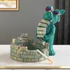 Objetos decorativos Estatuetas Construtor Legal Bulldog Francês Mordomo Resina Cão Estátua Decoração Escultura Decoração Casa Ornamento Animal Nórdico 230731