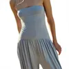 Women's T Shirts Women S Sleeveless V-Neck Jumpsuit With Ruffled Bodice And Wide Leg Pants - Elegant Chic Outfit Belt