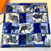 Sarongs Luxury Brand Twill Silk Large Scarf Women Handmade curling horse rider animal female twill square shawl FashionBelt SquareScarve 230731