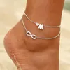 Anklets Fashion Love Heart Double-Layer Anklet 26 알파벳의 문자 맞춤형 8 단어 다목적 멀티 레이어