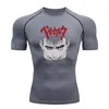 Damen T-Shirt Anime Berserk Kompressions-T-Shirts Schnell trocknend Fußball Laufen Fitnessstudio Fitness Enge Sportbekleidung Kurzarm Sommershirt Atmungsaktiv 230731