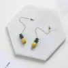 Boucles d'oreilles pendantes anis Design émail ananas goutte oreille ligne gland longue mode fruits pour femmes bijoux Oorbellen