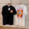 남자 티셔츠 여름 카사 블랑카 티셔츠 컬러 버섯 문자 인쇄 짧은 슬리브 카사 블랑카 남자와 여자 캐주얼 티셔츠 짧은 슬리브 J230731