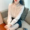Women's Blouses Professional Solid Shirt Spring Summer Embroidered Flares Style Long Sleeve Loose Chiffon Tops Blouse Women E189