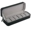 6 10 12 Slot Watch Box Portable Travel Zipper Case Collector Storage Storage Storage BoxBlack233M